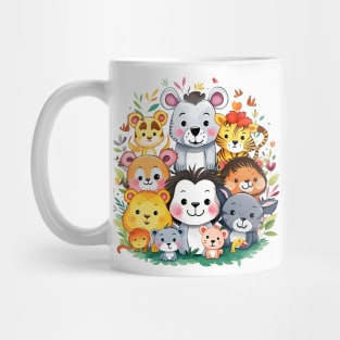 Enchanting Group of Playful Jungle Animal Friends Mug